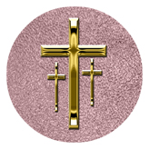 DAROUND 517 GD SH OR Gold 3 Crosses Shimmer Orchid Background